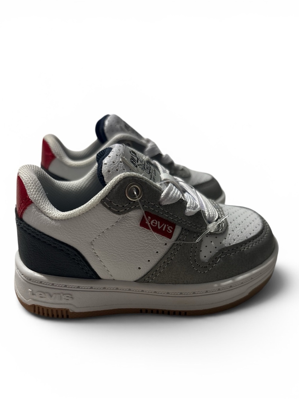 Levi's Kids White, Gray & Red Low-Top Sneakers